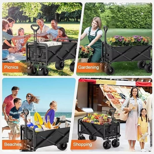 ARVEX Foldable Utility Cart 200L Heavy Duty Wagon with All-Terrain Wheels for Camping, Beach, Garden & Shopping