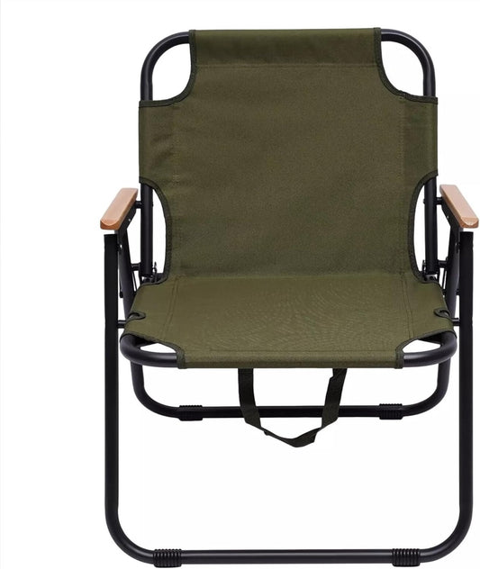 Heavy-Duty Foldable Camping Chair - Green Beige Black