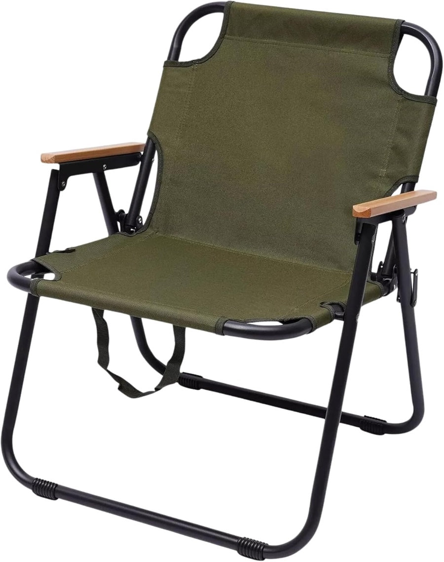 Heavy-Duty Foldable Camping Chair - Green Beige Black