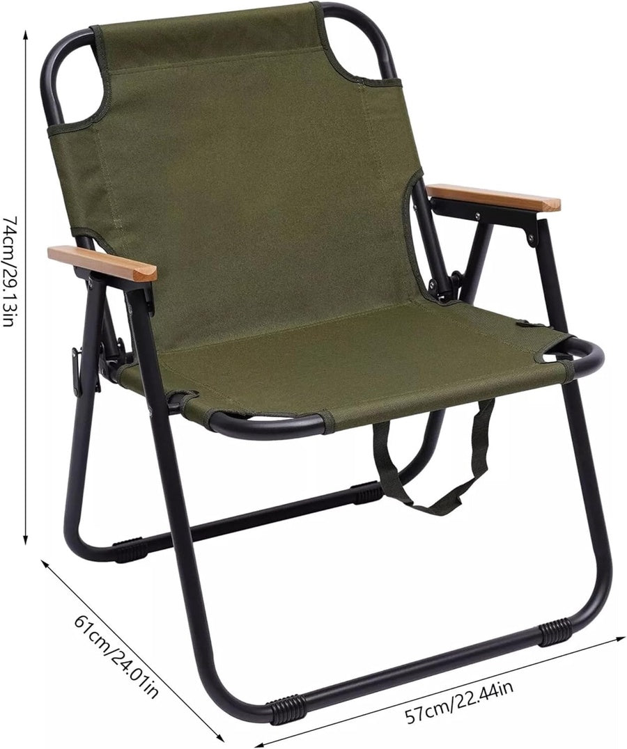Heavy-Duty Foldable Camping Chair - Green Beige Black