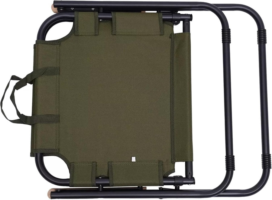 Heavy-Duty Foldable Camping Chair - Green Beige Black