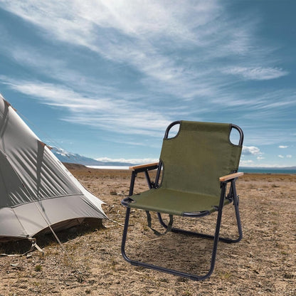 Heavy-Duty Foldable Camping Chair - Green Beige Black