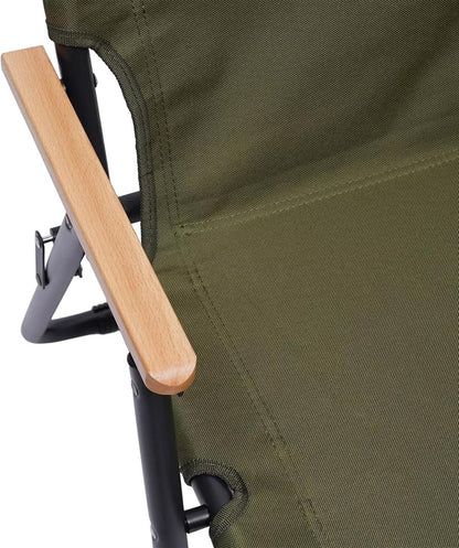 Heavy-Duty Foldable Camping Chair - Green Beige Black