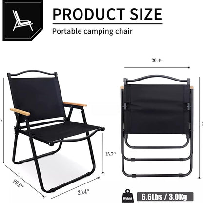 Foldable Camping Chair 2-Pack - Black