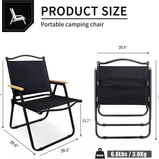 Foldable Camping Chair 2-Pack - Black