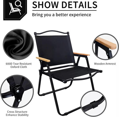 Foldable Camping Chair 2-Pack - Black