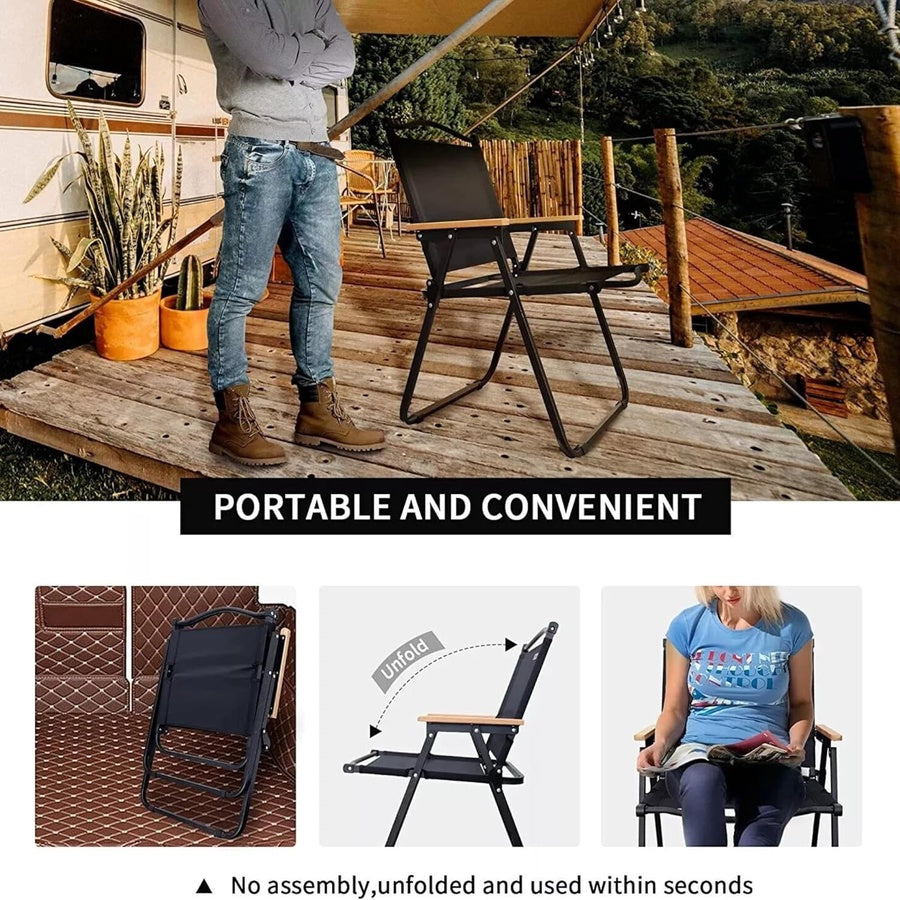 Foldable Camping Chair 2-Pack - Black