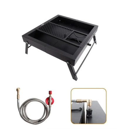 3-in-1 Camping Stove for Gas & Charcoal with Carry Bag