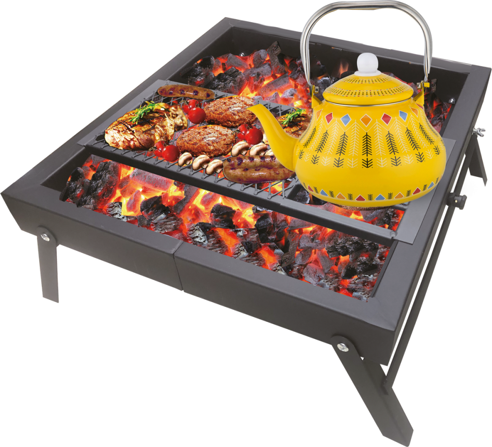 3-in-1 Camping Stove for Gas & Charcoal with Carry Bag