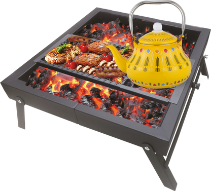 3-in-1 Camping Stove for Gas & Charcoal with Carry Bag