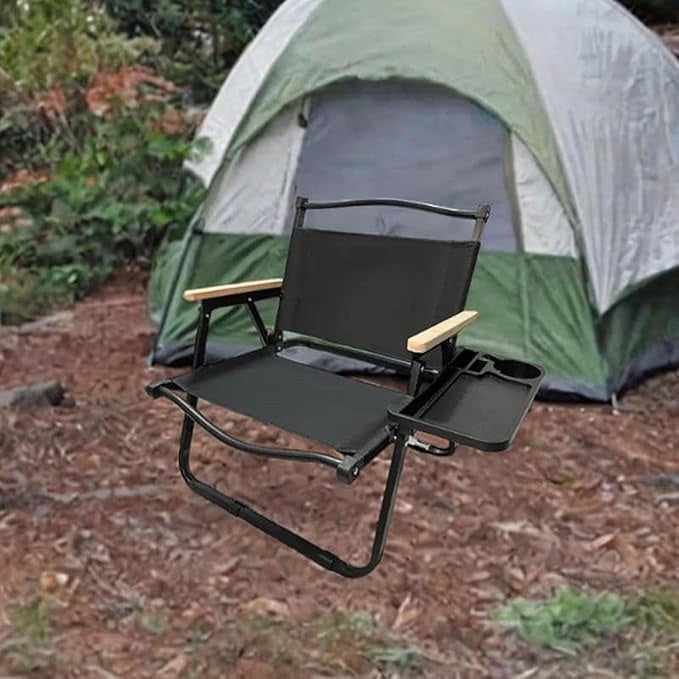 Foldable Camping Chair 2-Pack with Cup Holder - Black