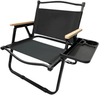 Foldable Camping Chair 2-Pack with Cup Holder - Black