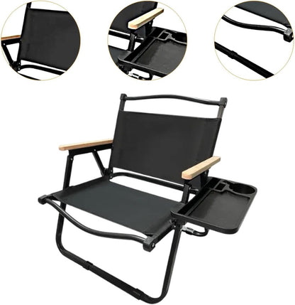Foldable Camping Chair 2-Pack with Cup Holder - Black