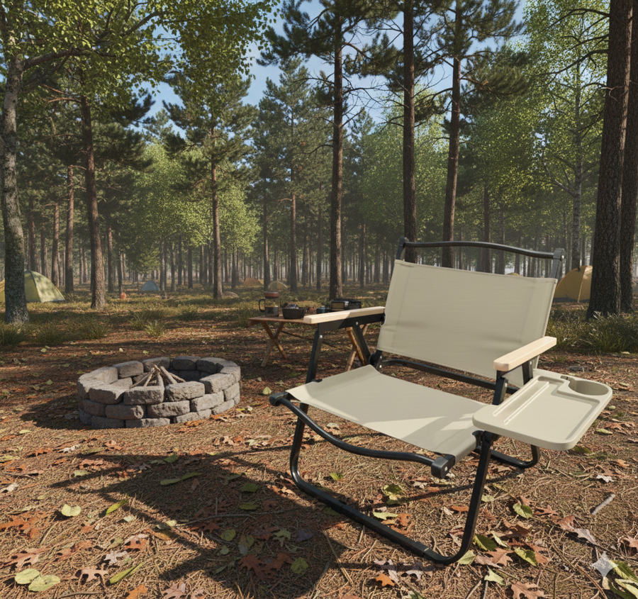Foldable Camping Chair 2-Pack with Cup Holder - Khaki
