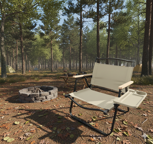 Foldable Camping Chair 2-Pack with Cup Holder - Khaki