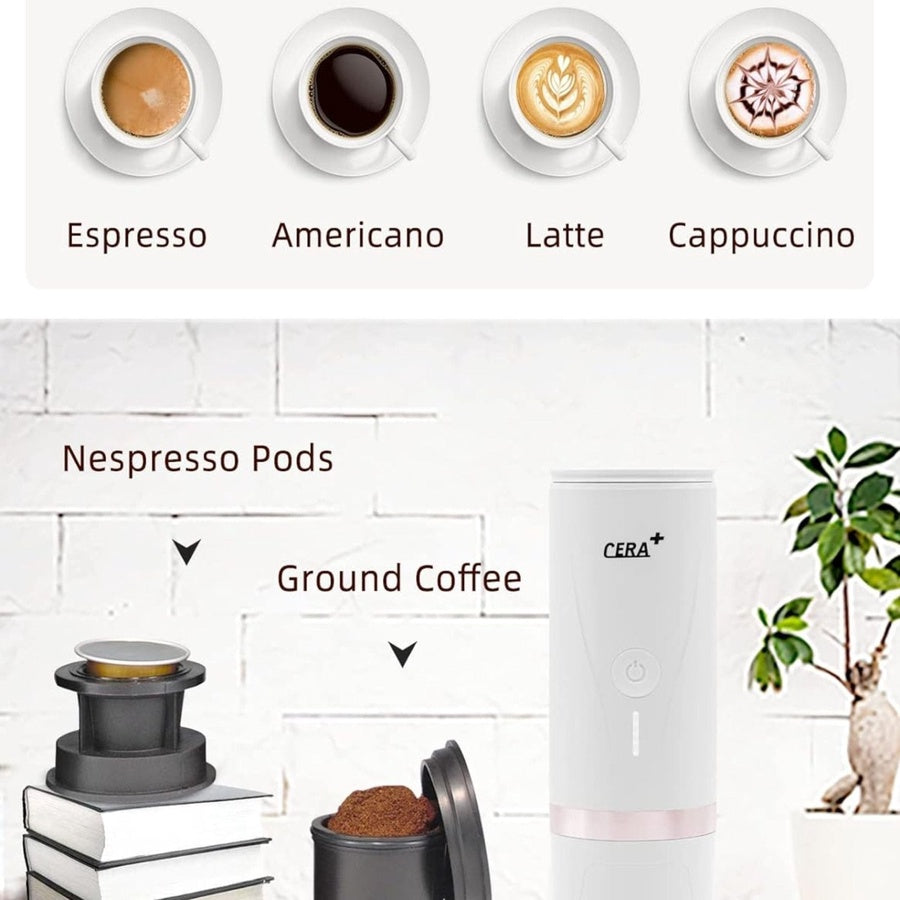 Cera Portable Espresso Machine for NS Capsules & Ground Coffee