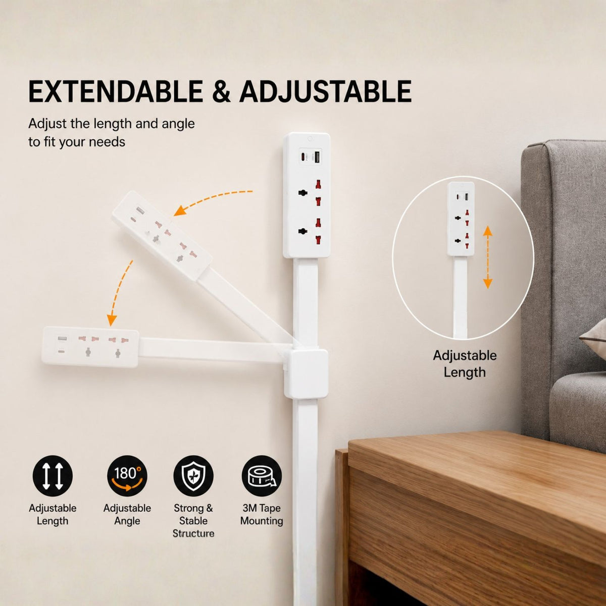 Green Lion Power Link Universal Power Strip 2200W – White