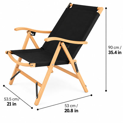 Foldable Camping Chair with Adjustable Headrest - dimensions