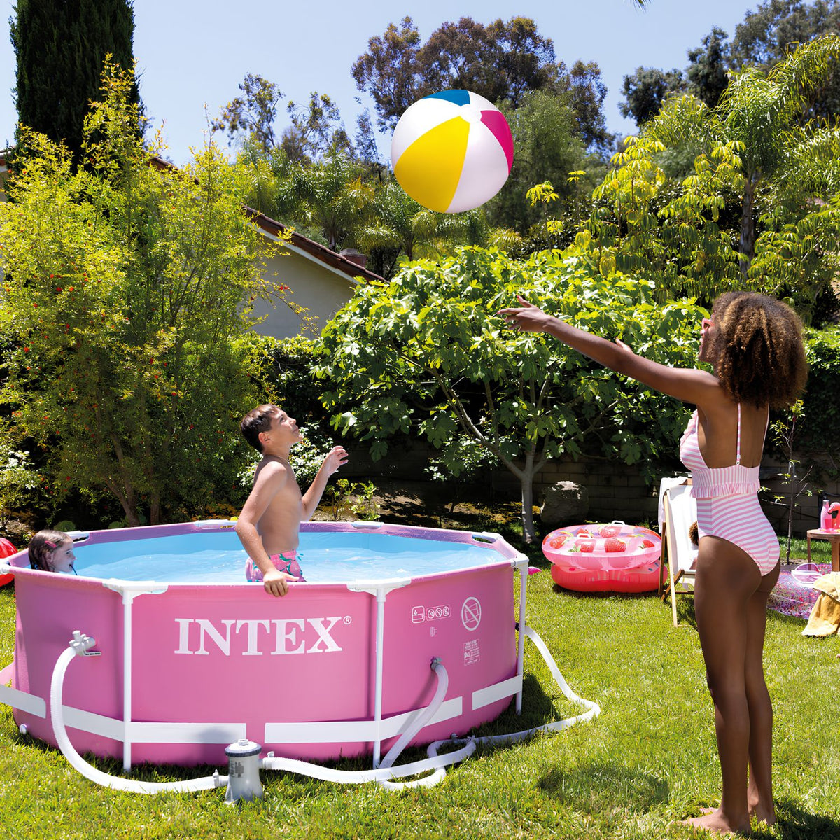 Intex Pink Metal Frame Round Pool Set 244 x 76 cm