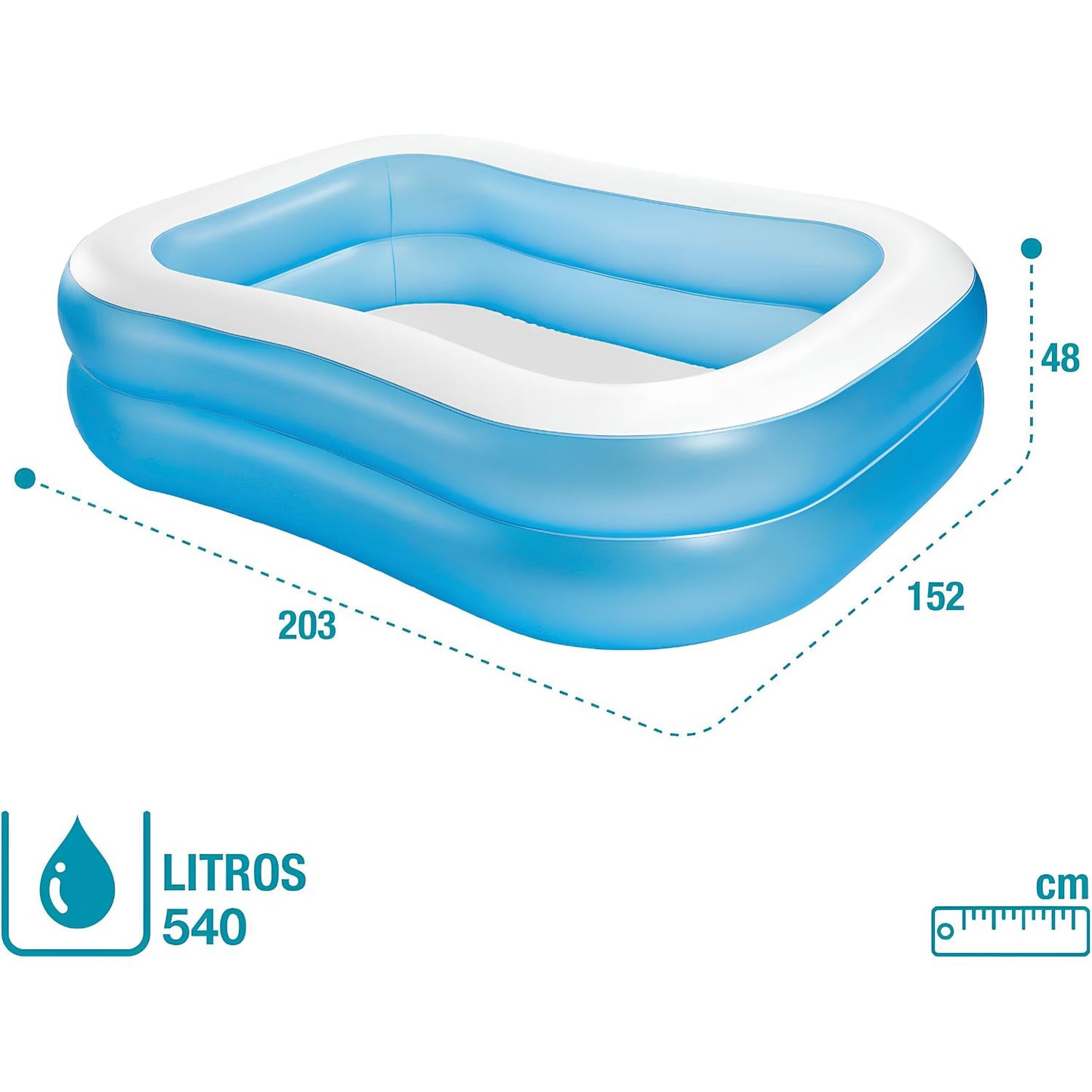 Intex Swim Center Family Inflatable Pool 203 x 152 x 48 سم - أزرق