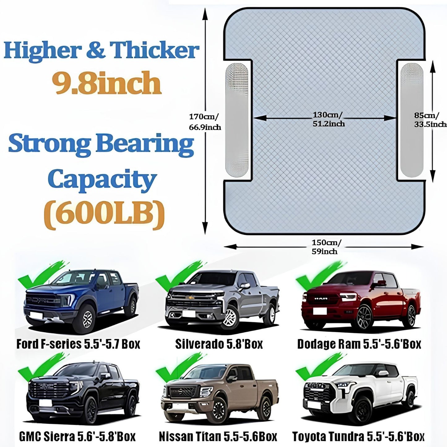 ARVEX Thick Truck Bed Air Mattress for 5.5–5.8 ft Short Bed with Air Pump & 2 Pillows