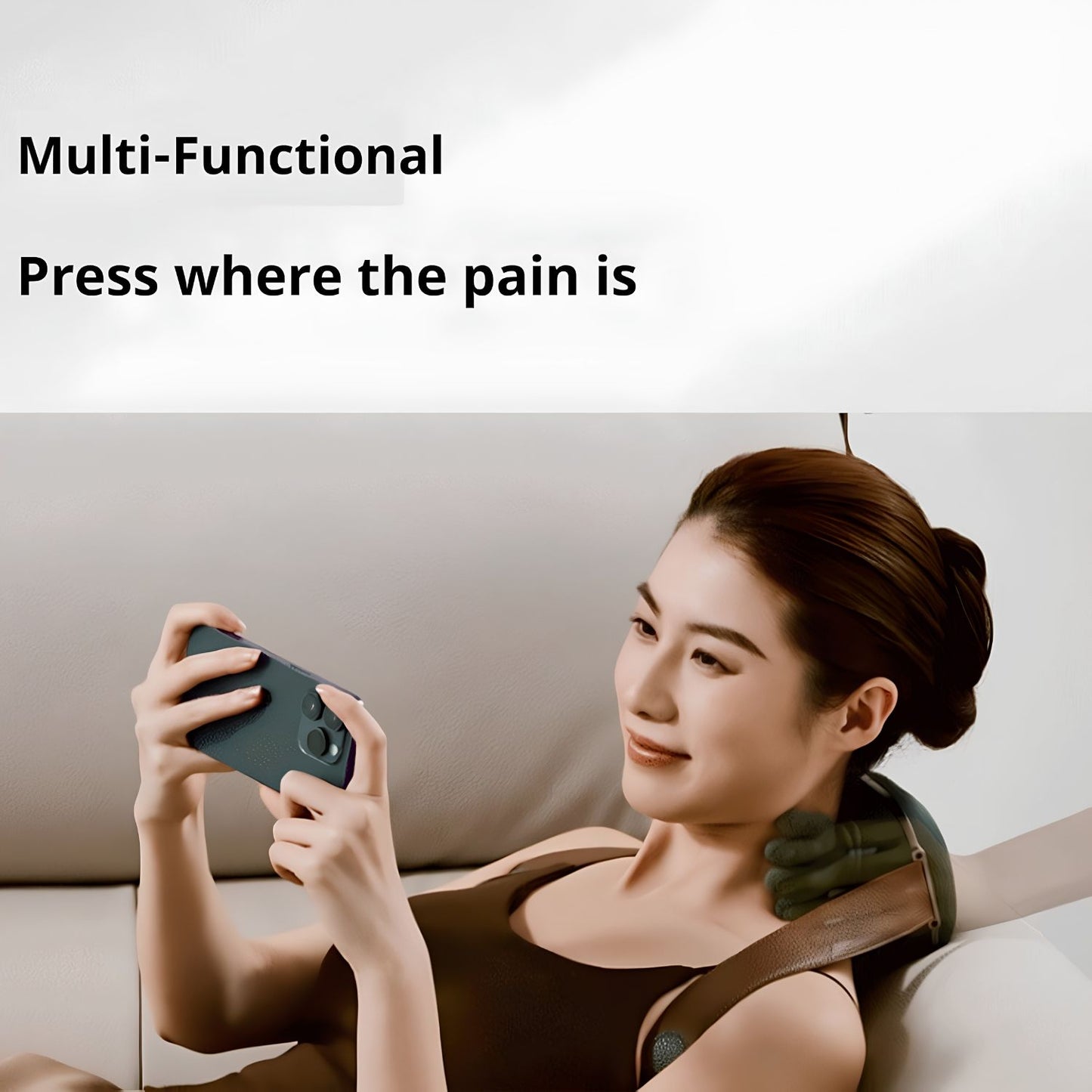 Zoserx Bionic Heated Neck & Shoulder Massager with 3D Shiatsu Kneading, Dual Heat Therapy, USB-C Rechargeable, Cordless Deep Tissue Massage for Neck, Back, Legs & Shoulders