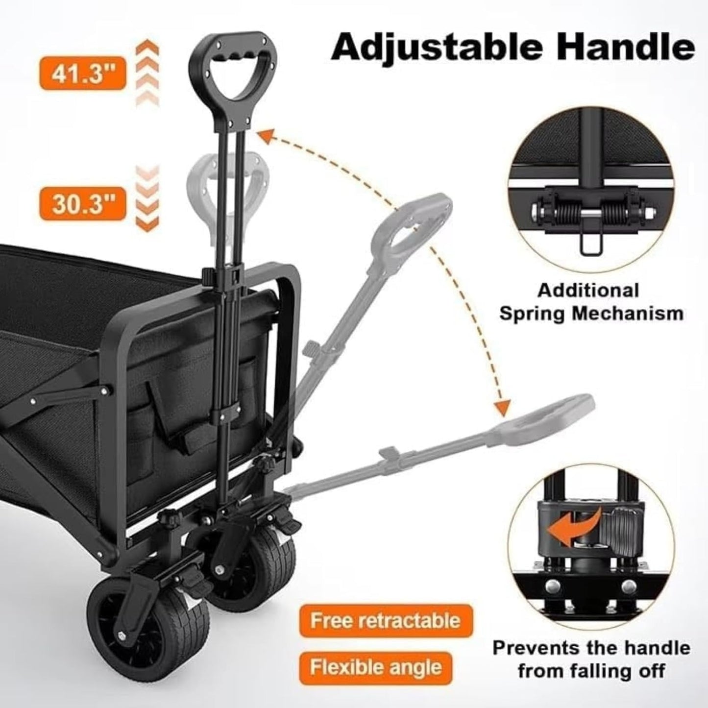 ARVEX Foldable Utility Cart 200L Heavy Duty Wagon with All-Terrain Wheels for Camping, Beach, Garden & Shopping