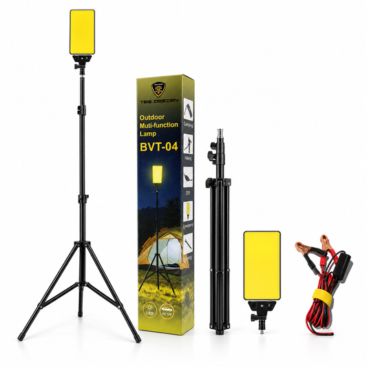 TBS Design BVT-04 W camping light with tripod and accessories