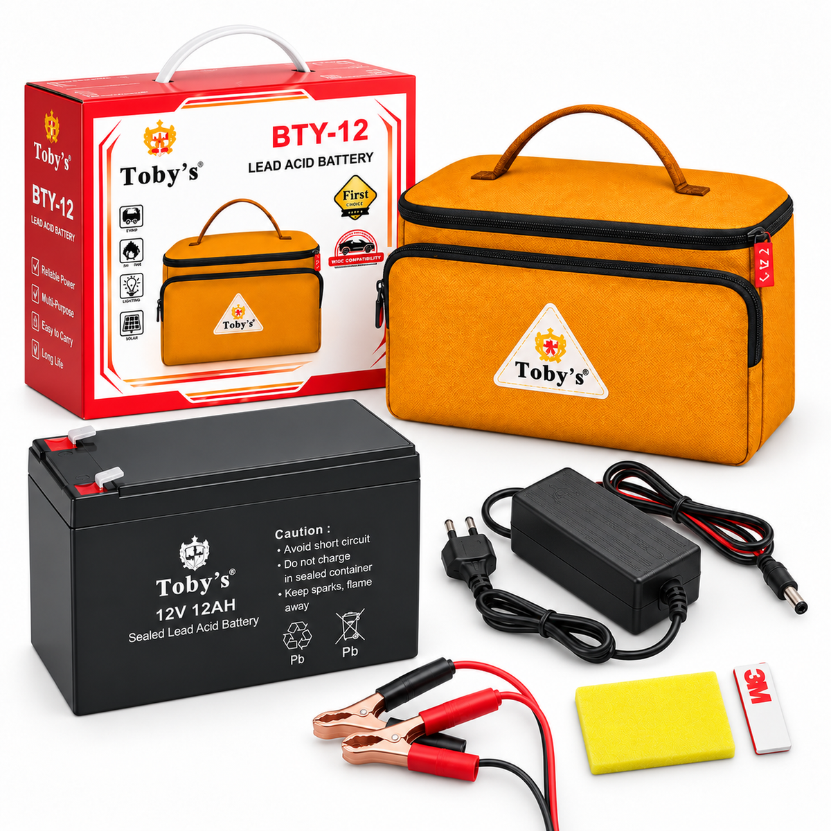 Toby's BTY 12A rechargeable camping battery kit - alternate product angle