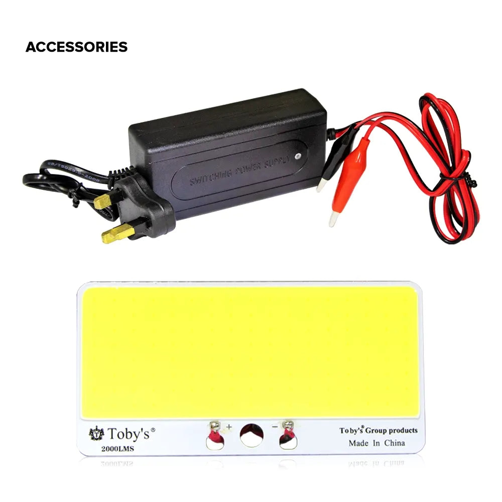 Toby's BTY 16A accessories including 220V charger and COB light panel