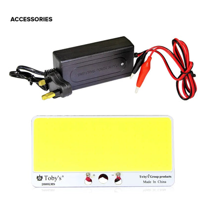 Toby's BTY 16A accessories including 220V charger and COB light panel