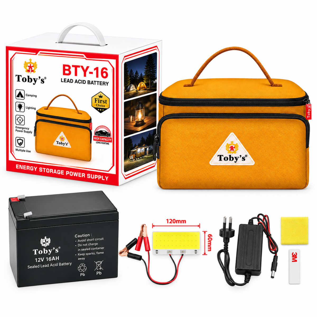 Toby's BTY 16A 16000mAh Rechargeable Camping Battery