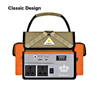 Toby's BTY 30A camping power station front view with carry bag