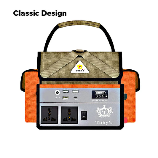 Toby's BTY 30A camping power station front view with carry bag