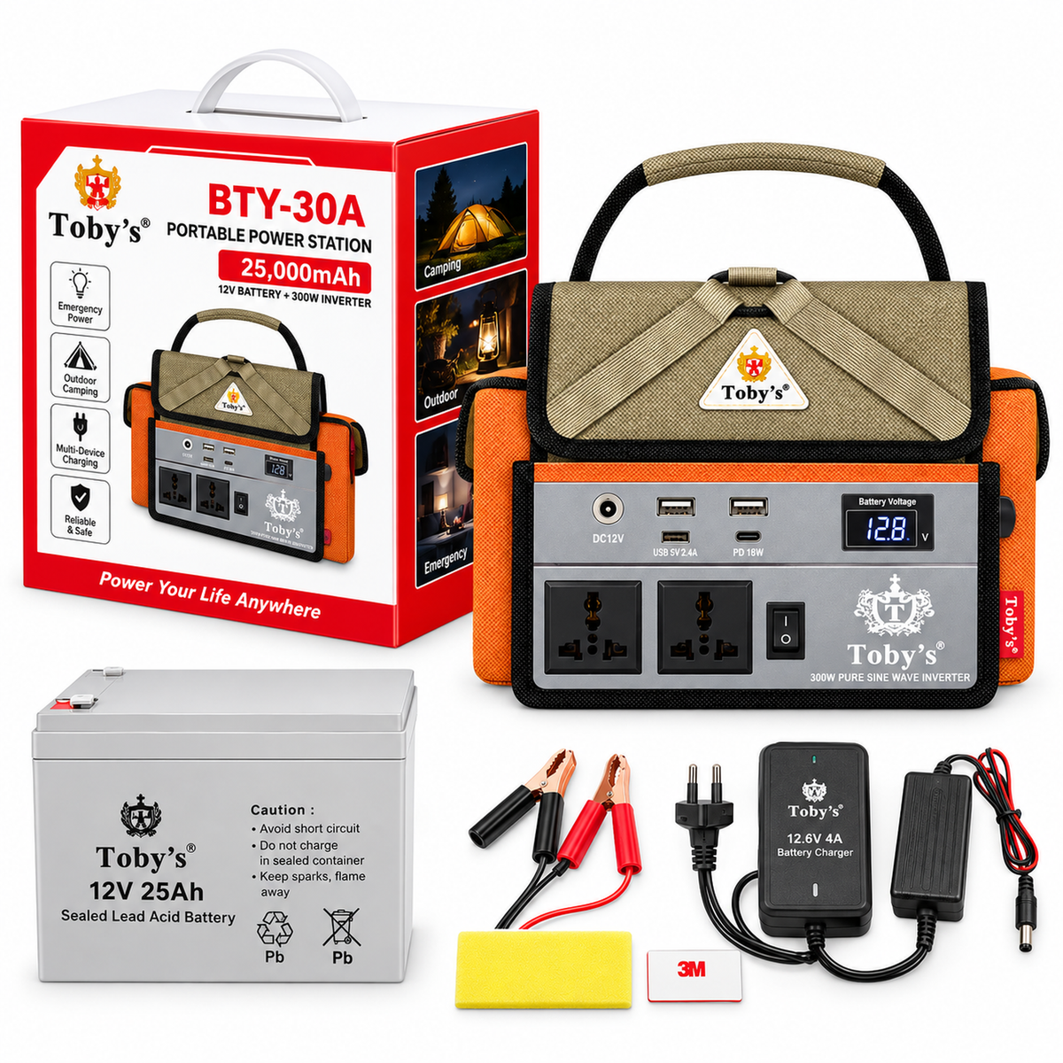 Toby's BTY 30A 25000mAh 12V Power Station with 300W Inverter