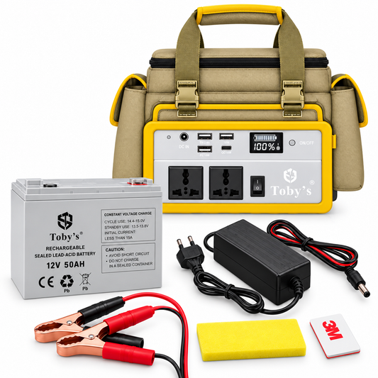 Toby's BTY 50A portable power station with battery and accessories