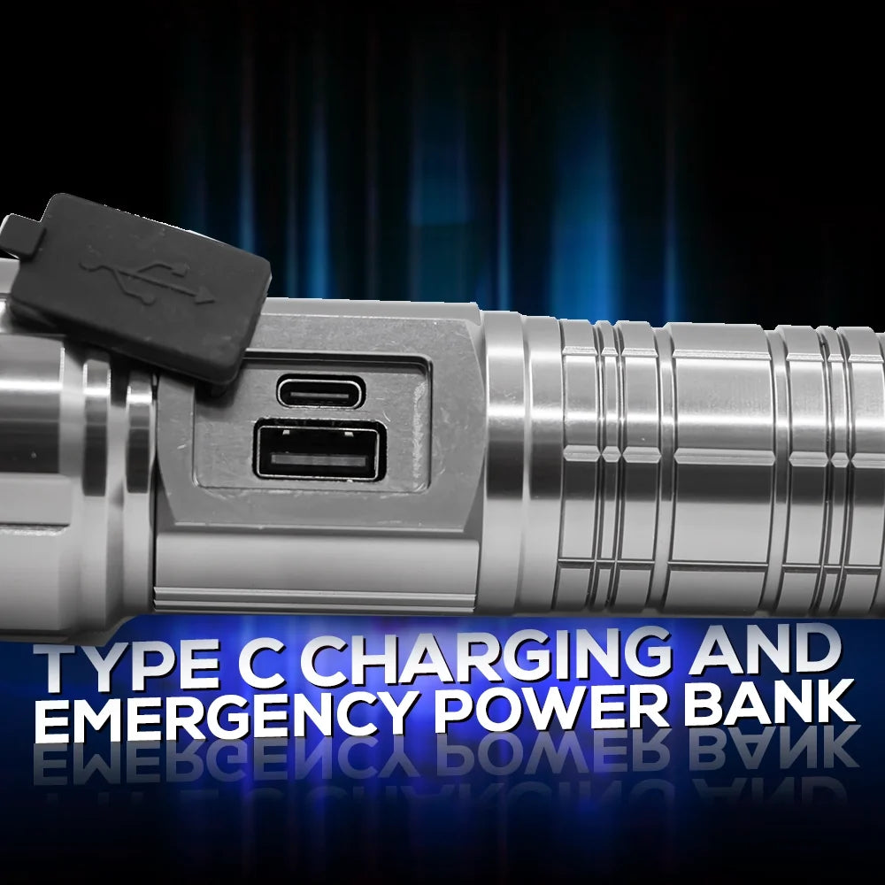 Toby's Torch 85 USB-C charging and emergency power bank ports