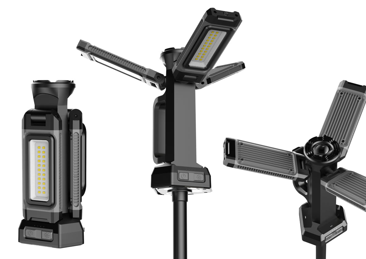 Toby's VIP 12 Ultra camping light folding head and torch views