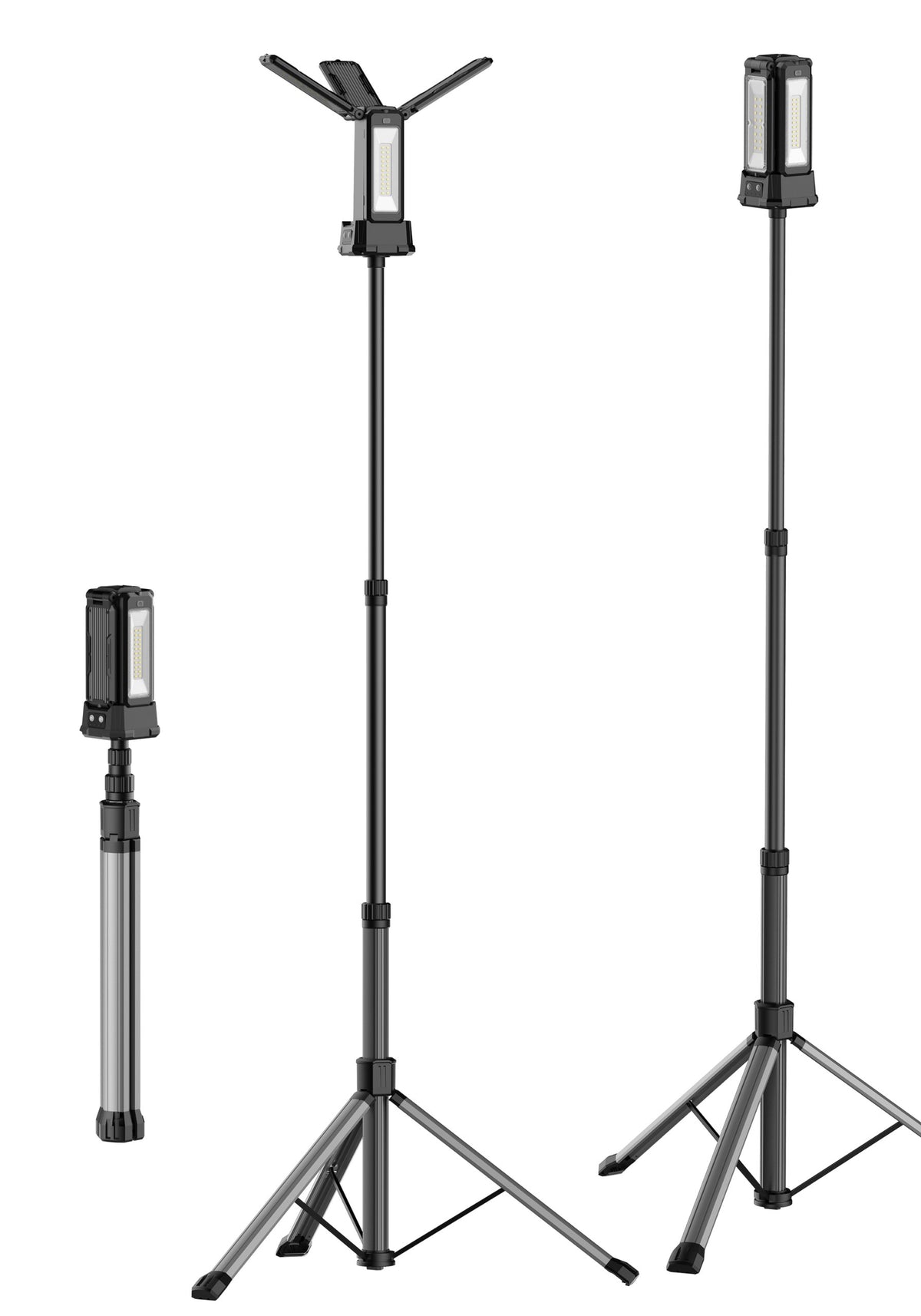 Toby's VIP 12 Ultra rechargeable camping light telescopic tripod positions