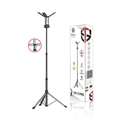 Toby's VIP 13 Pro camping light with tripod and retail box