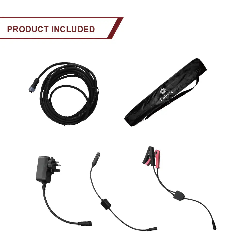 Toby's VIP 13 Pro included accessories and charging cables