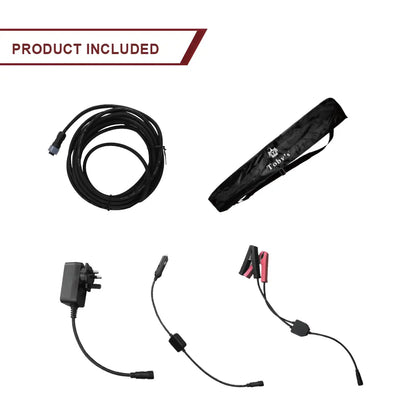 Toby's VIP 13 Pro included accessories and charging cables