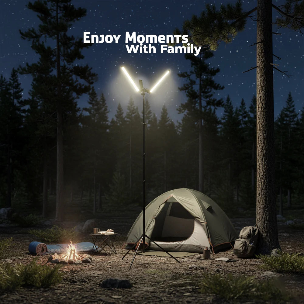 Toby's VIP 15 Pro camping light illuminating a night campsite