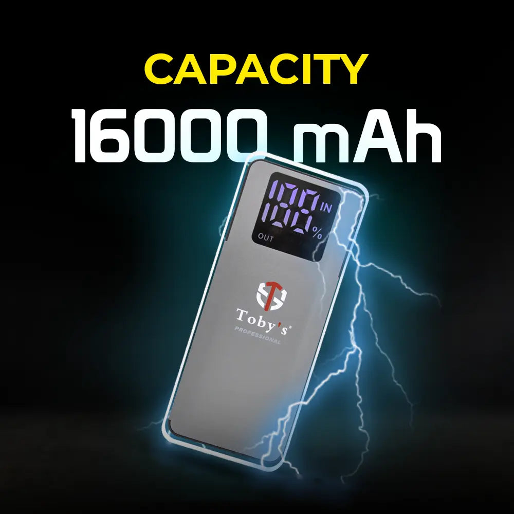 Toby's X20 Compressor 16000mAh jump starter capacity