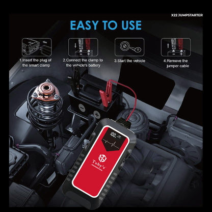 Toby's X22 easy-to-use jump starter controls