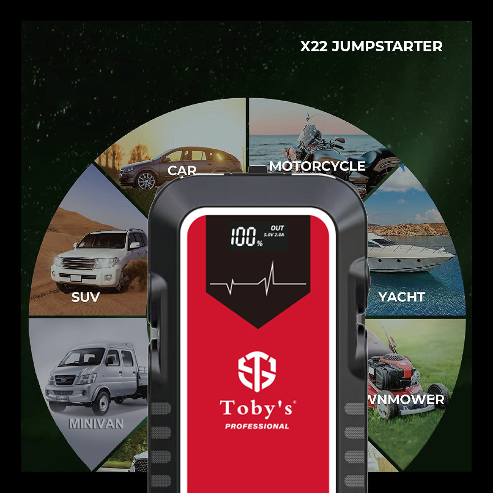 Toby's X22 jump starter compatible vehicle use
