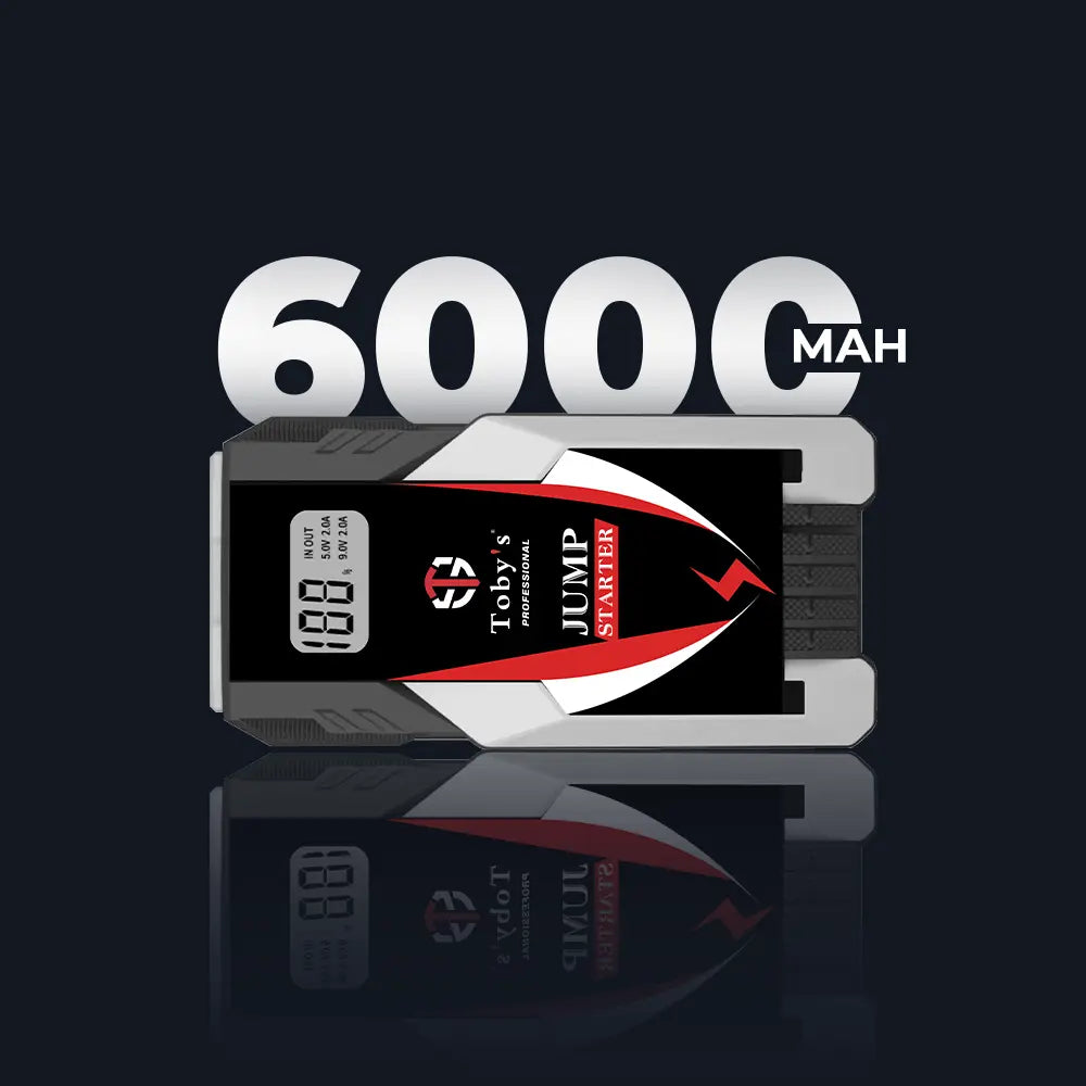 Toby's X6 jump starter 6000mAh battery capacity